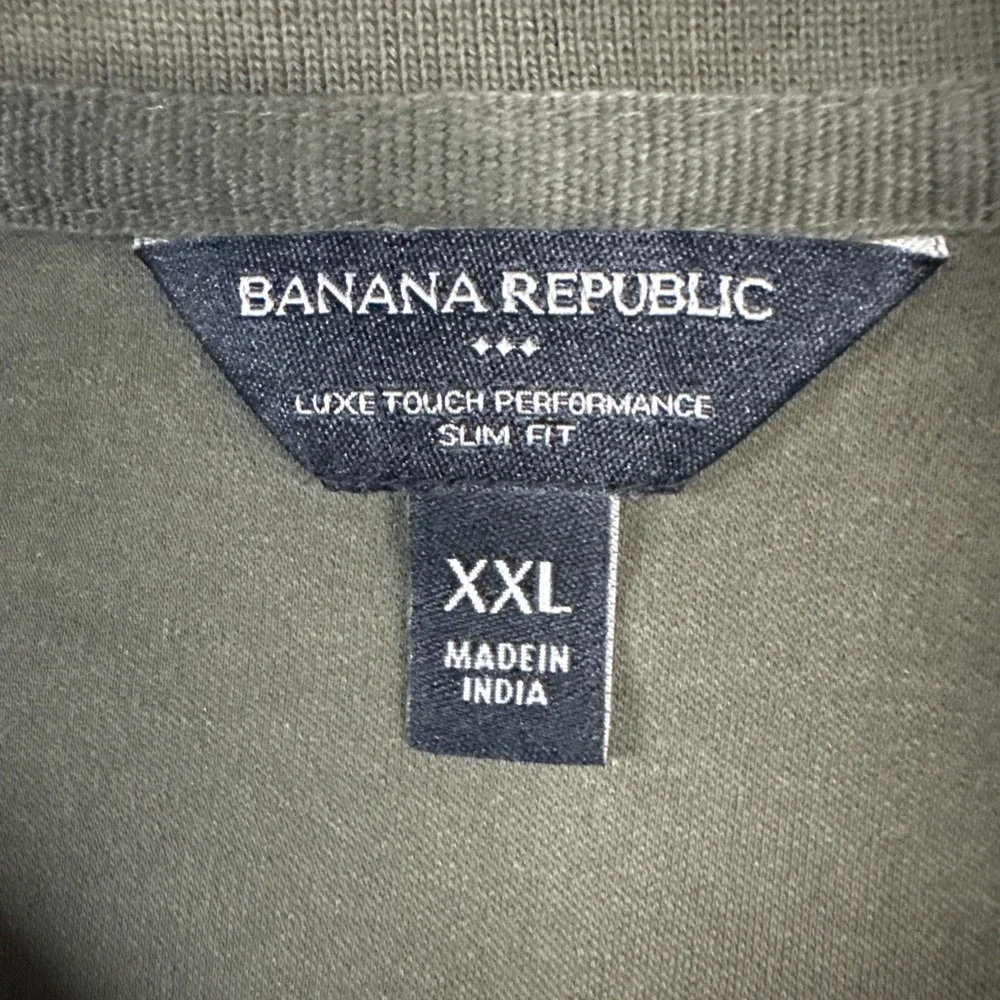 Banana Republic Polo Shirt Mens XXL Green Slim Fit Lux Touch Stretch Performance
